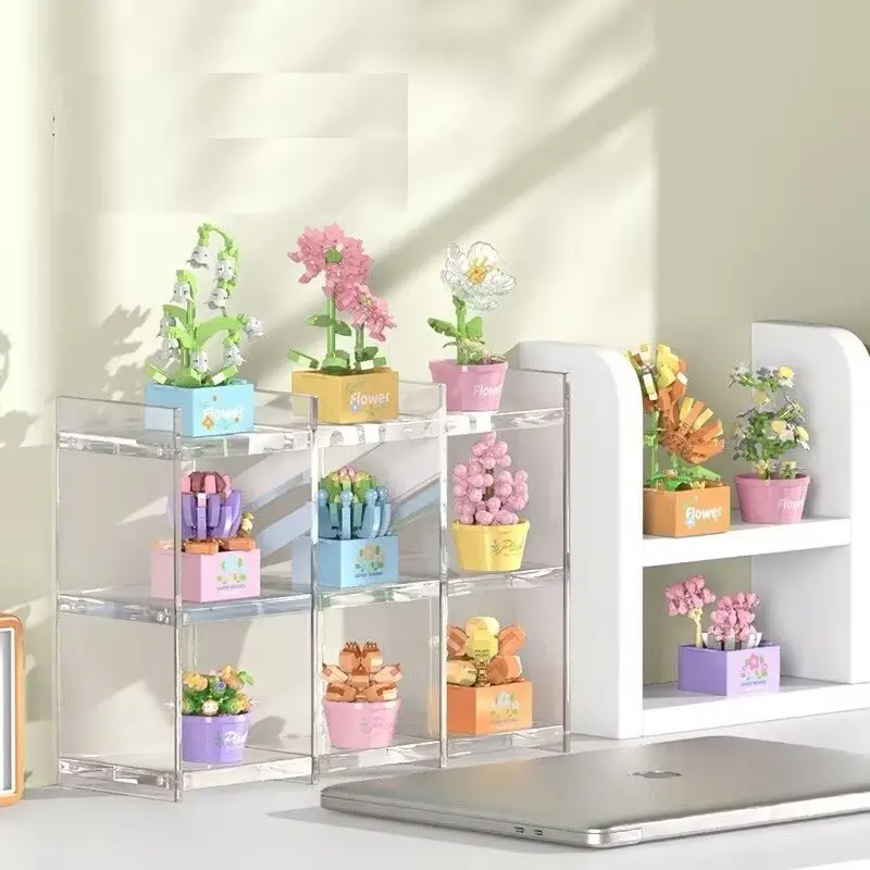 Flower and Potted Plant Building Block Toy and Desk Decoration for Children