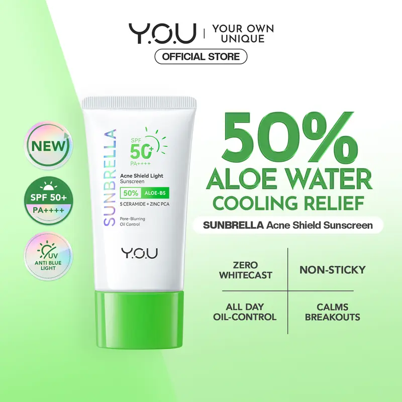 NEW LAUNCH | Y.O.U Sunbrella 50% Aloe-B5 Acne Shield Light Sunscreen SPF 50+ PA++++