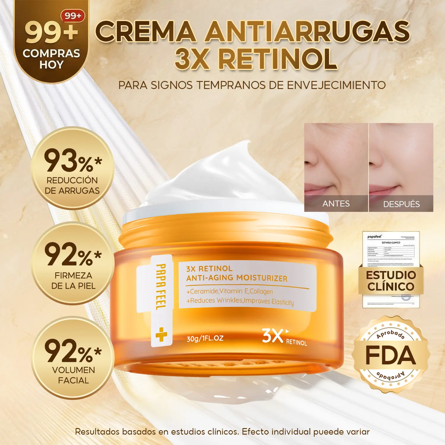 PAPA FEEL Retinol 3X, set básico antiedad para reducir arrugas, reafirmar la piel y mejorar la opacidad y la sequedad; para los primeros signos de la edad, textura ligera no grasa, apto para todo tipo de piel, incluida la sensible, y uso diario