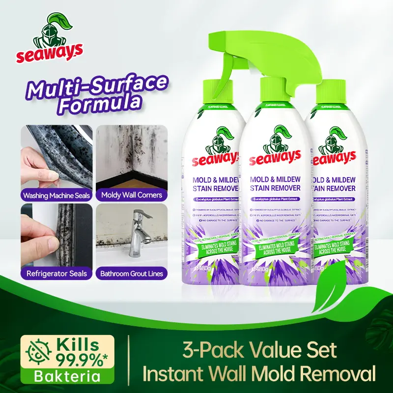 Seaways Mold & Mildew Stain Remover Spray 480ml – Wood Floor Mold Stain Cleaner, Sink Cleaner, Floor & Wall Cleaner, Antibacterial, Suitable for Floors and Walls, Removes Fungus, Moss, and Black Spot Marks