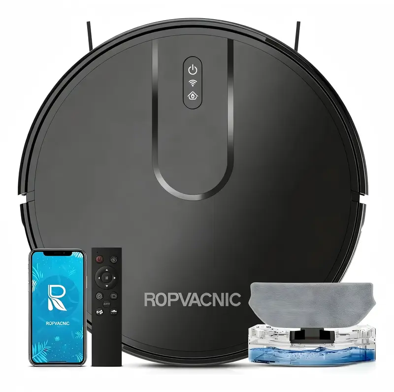 Intelligenter 3-in-1 Saug- und Wischroboter für Zuhause mit Alexa und WLAN, 7000 Pa, 110–220 V, Schwarz