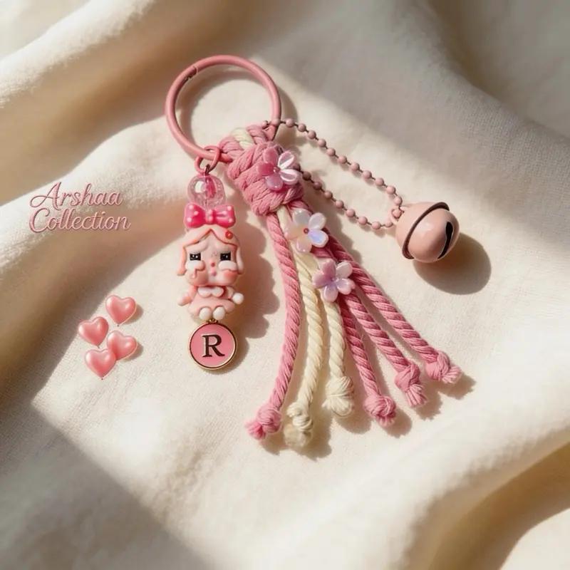 Gantungan Huruf Alphabet Bag Charm Keychain Abjad Akrilik Bag Charm Keychain Macrame gantungan tas lucu