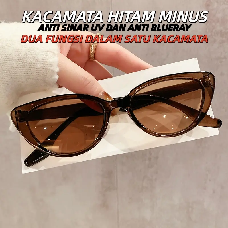 【2026】YJglasses9990 度付きキャットアイ黒サングラス -0.5～-4.0 韓国ファッション ブルーライト・放射線対策