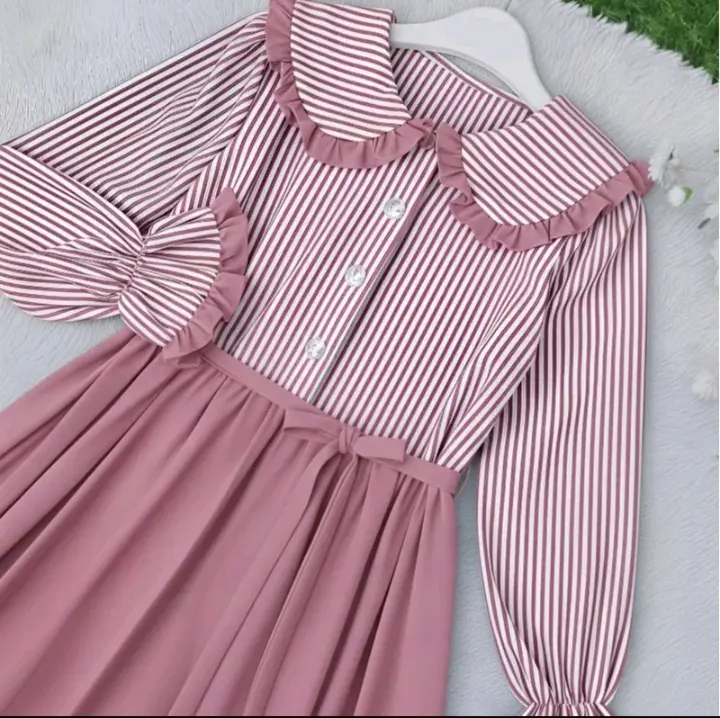 Vestido infantil Titania estilo gamis, para 5 a 12 anos, em crinkle airflow com algodão