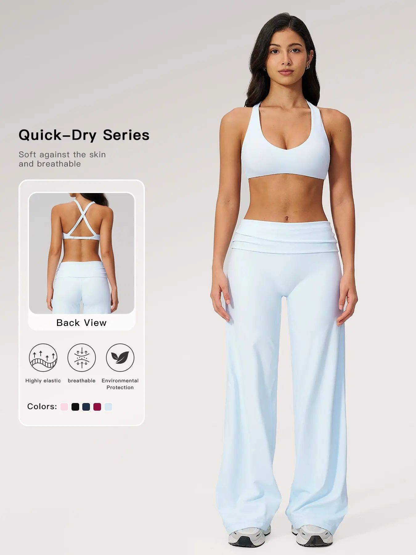 Conjunto de yoga para mujer de verano, ropa deportiva con espalda descubierta, fitness de secado rápido, ropa activa versátil para exportación, equipo casual para entrenamiento
