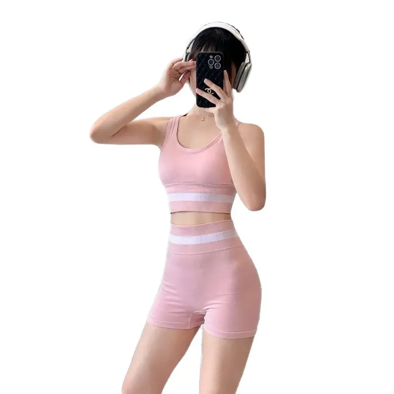 Ensemble de yoga sculptant pour femme, taille haute gainante, brassière sans armatures avec coques intégrées, séchage rapide, tenue 2 pièces pour running, fitness et loisirs