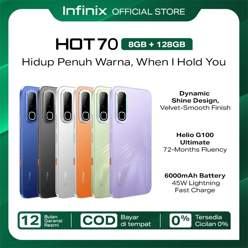 【正規品】Infinix Hot 70 8GB／128GB 最大16GB拡張RAM Helio G100 Ultimate 6.78インチ 120Hz 50MP 6000mAh NFC対応