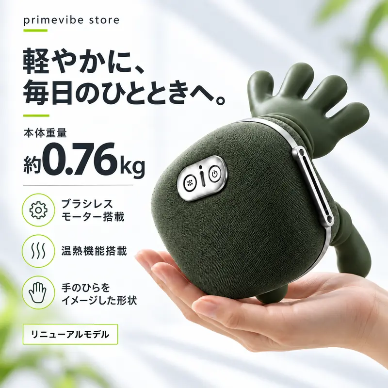 【3日間送料無料】マスターハンド 首・肩用電動マッサージ器。本物そっくりの手で揉みほぐす設計、首・肩・背中向け、温熱機能付き、透明素材、深部組織の痛みの緩和に。
