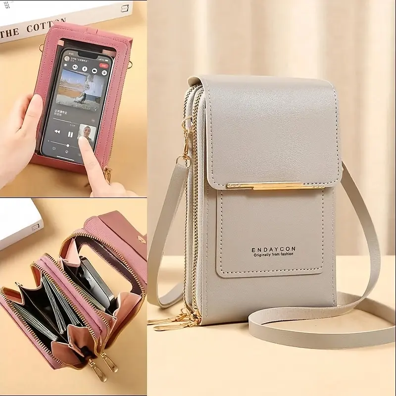 Crazy Bag Bolso para Celular Mujer con Pantalla Táctil, Bandolera Cruzada con Tarjetero, Bolsa Porta Teléfono Multifuncional