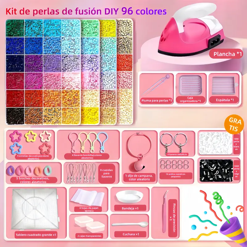 Perler Beads Iron-On Pixel Art Kit, 72 or 96 Colours, Tools and Free Iron Included, Non-Toxic, for Kids and Adults