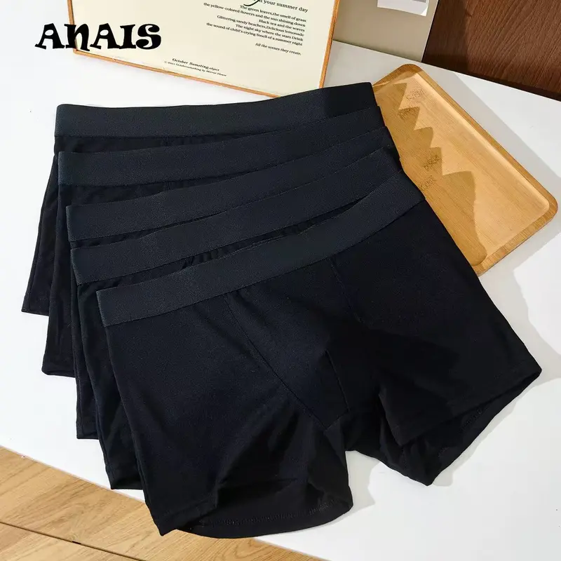 NEW 5PCS all Black 95%Cotton Men's Boxer Brief Underwear Underpants PLUS Size Improved Version