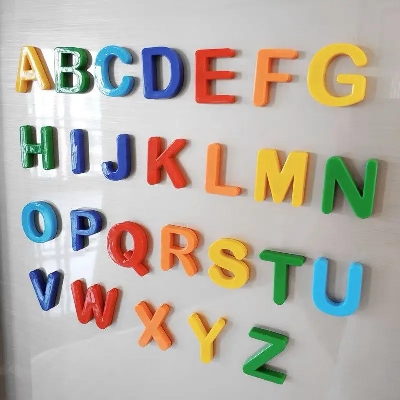 Letras magnéticas educativas infantis: alfabeto com 26 peças e números com 37 peças para aprendizagem
