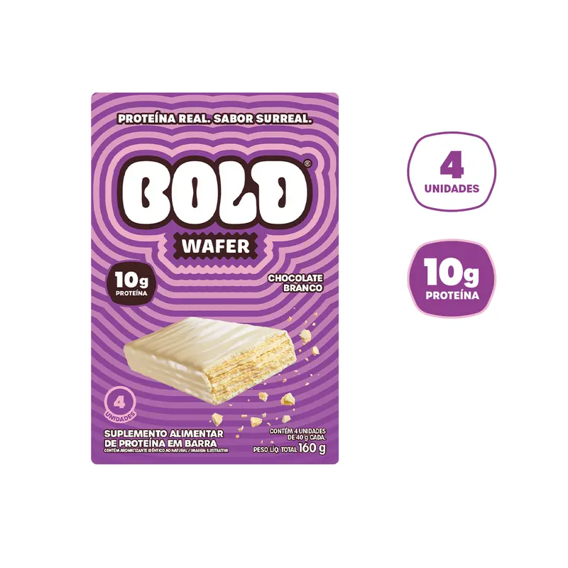 BOLD WAFER CHOCOLATE BRANCO 40G - KIT 4 UND.