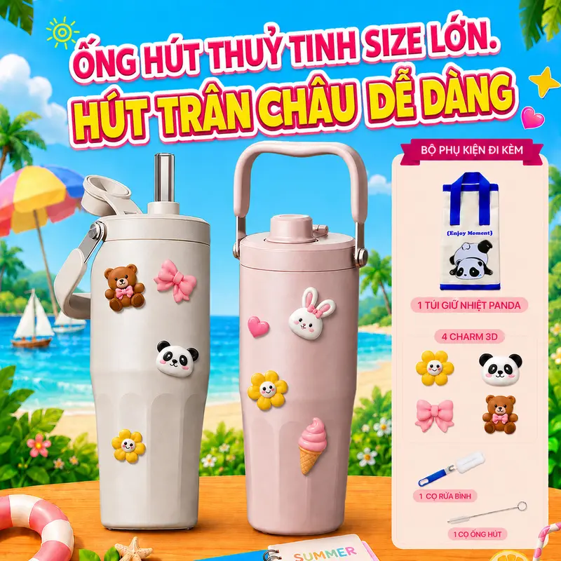 BUBBLE NIUMI 2026 Ceramic-Lined Insulated Tumbler with Glass Boba Straw
