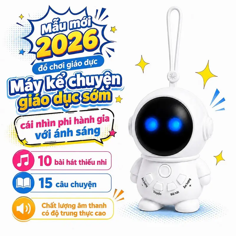 [HÀNG SẴN] Đồ chơi trẻ em Máy Kể Chuyện Phi Hành Gia, Loa Phát Nhạc Đọc Thơ Đồ Chơi Cho Bé Giáo Dục Sớm Thông Minh, Vỏ Nhựa ABS Chống Va Đập Pin Sạc Tiện Lợi Âm Thanh Hi-Fi Bảo Vệ Thính Giác
