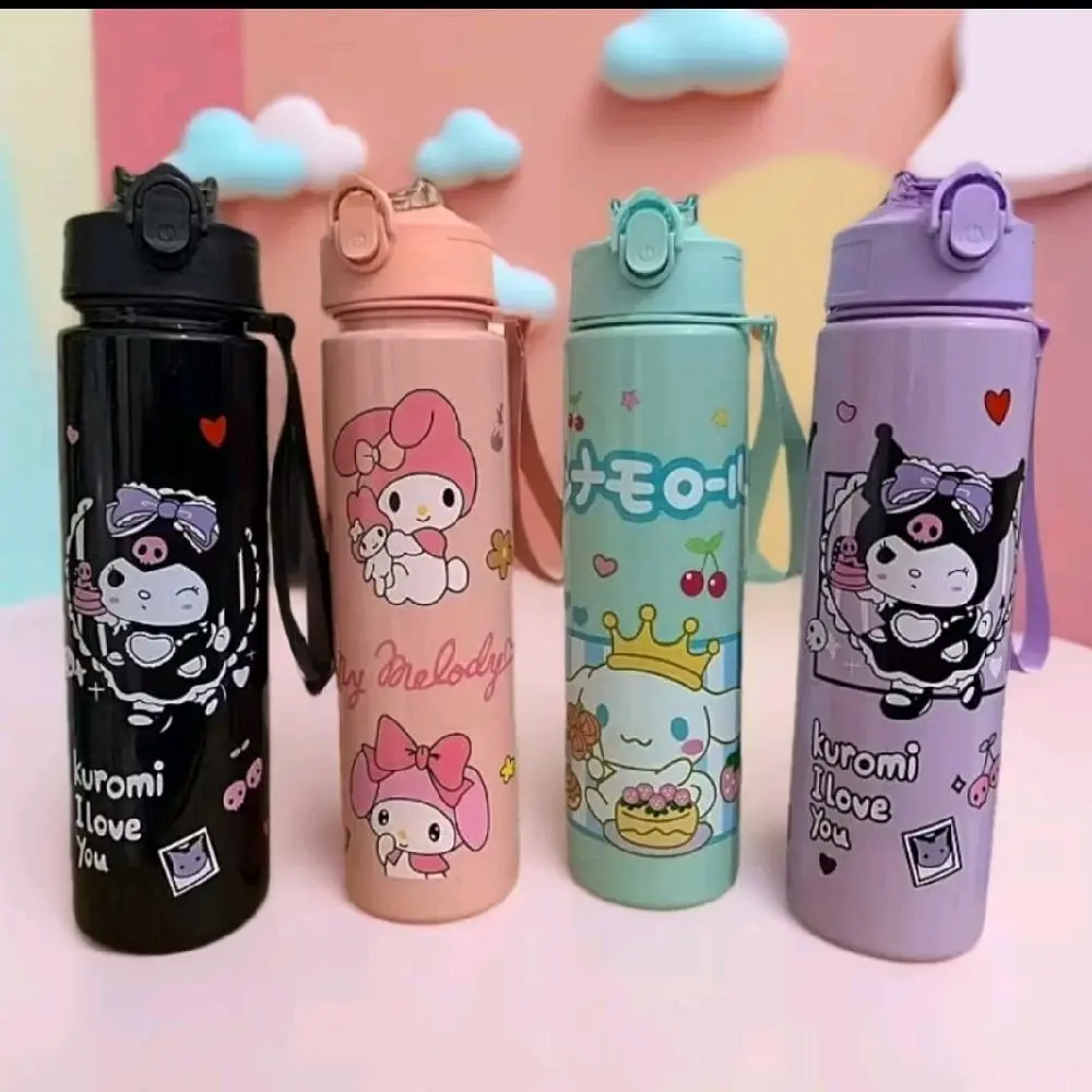 Matte Kinder-Trinkflasche mit süßem Charakterdesign, 900 ml