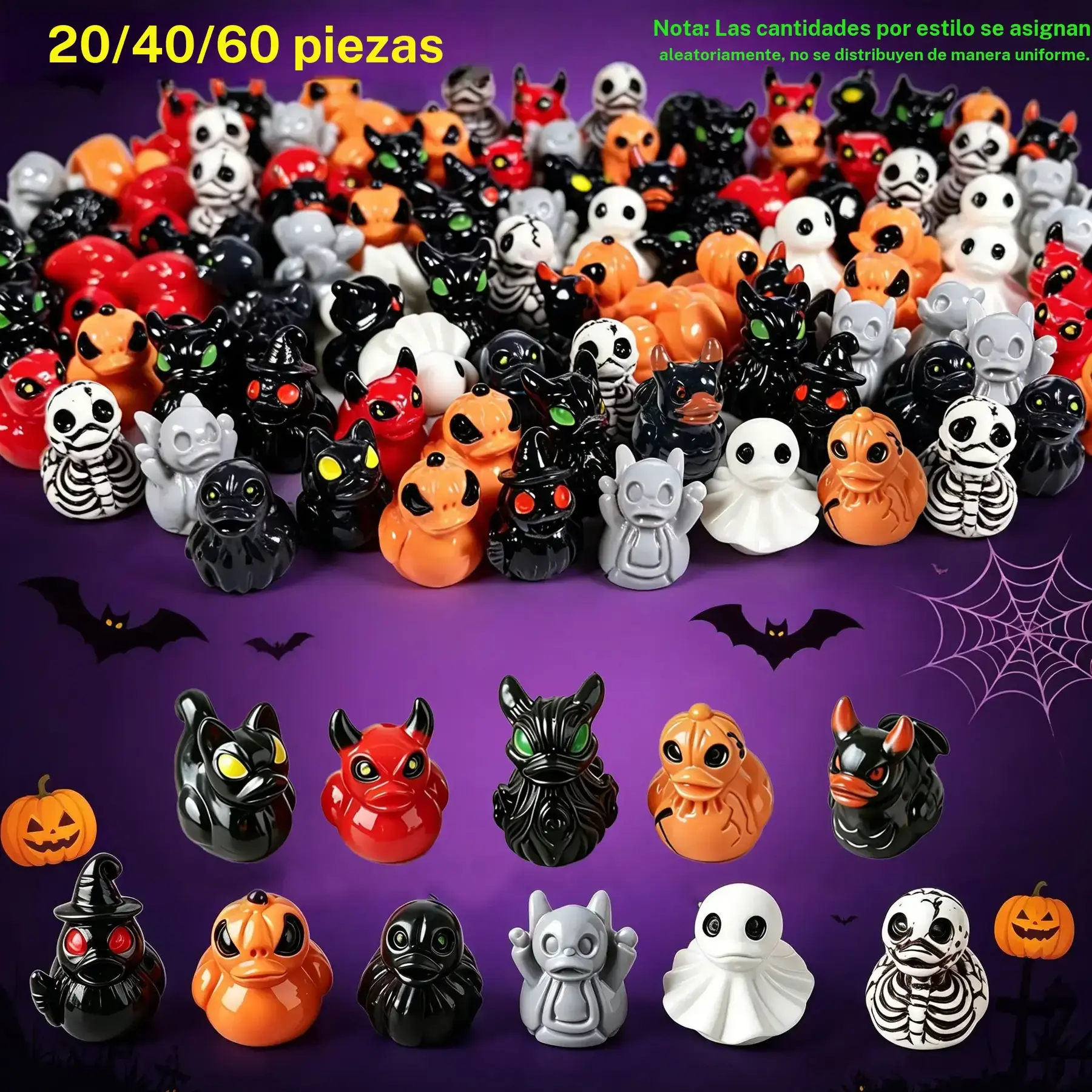 【Buen Fin】Mini-Entchen aus Kunstharz mit Teufelsschädel, süß-gruselige Tischdeko, kleine Gartendeko, Halloween- und Weihnachtsdeko, Partygeschenk, Halloween-Deko #TOP PICKS