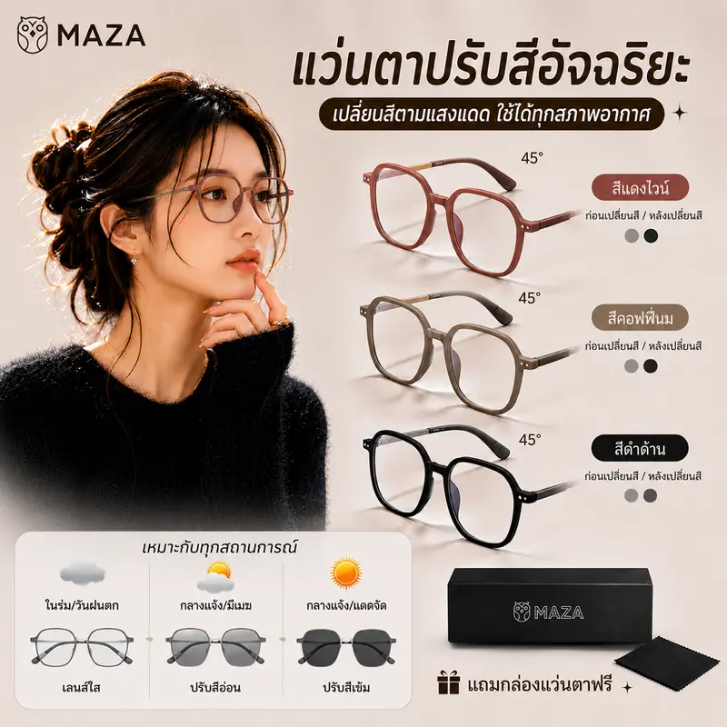 Fashion Reading Glasses for Farsightedness, Selectable 0-300 Diopter, UV and Light-Filtering Auto Lenses, Dust Protection, Girl Style