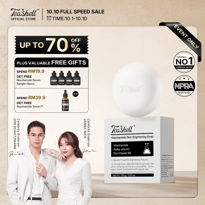 Teashell Official 3-in-1 Niacinamide Brightening Soap, Janna & Dini’s Top Pick, NPRA Notified