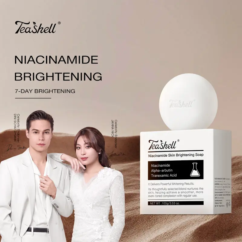 Teashell Official 3-in-1 Niacinamide Brightening Soap, Gentle Export-Grade Formula for Dull-Looking Skin, NPRA Notified, Janna & Dini's Top Pick
