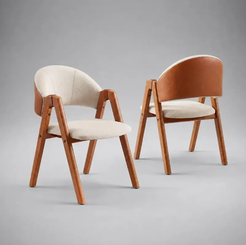 Lot de 2 chaises de salle à manger et de salon Gaspalar Mobilia, robustes, en bois massif, rembourrées et confortables