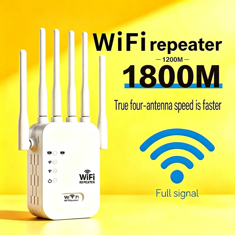 Repetidor WiFi Alta Velocidad 1200/1800Mbps, Amplificador de Señal Doméstico, Instalación Sencilla Sin Configuraciones Complejas