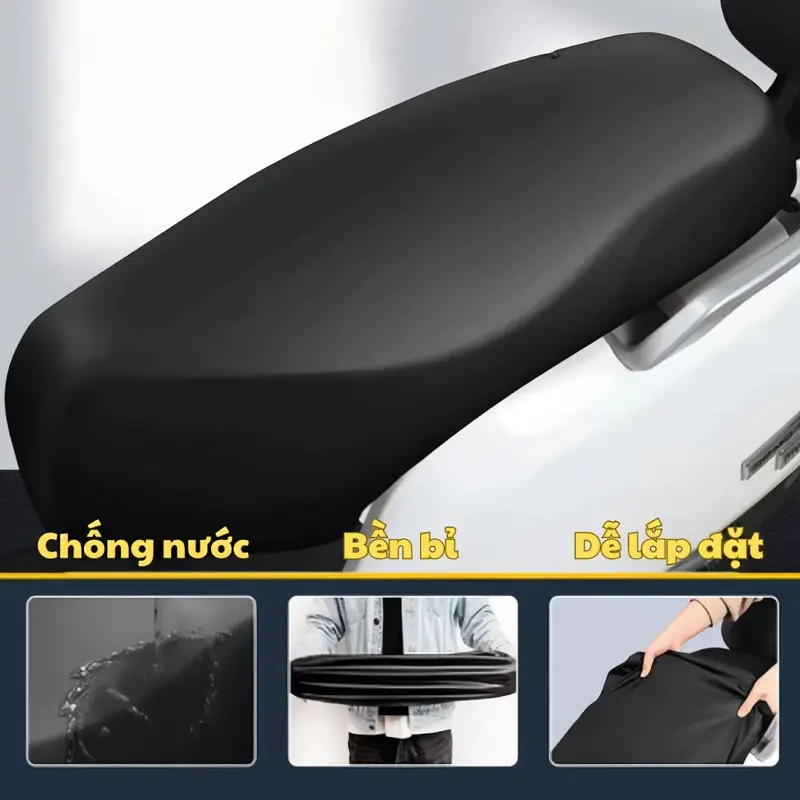 Stretch PU Leather Motorcycle Seat Cover, Water-Resistant Polyurethane, Easy to Clean