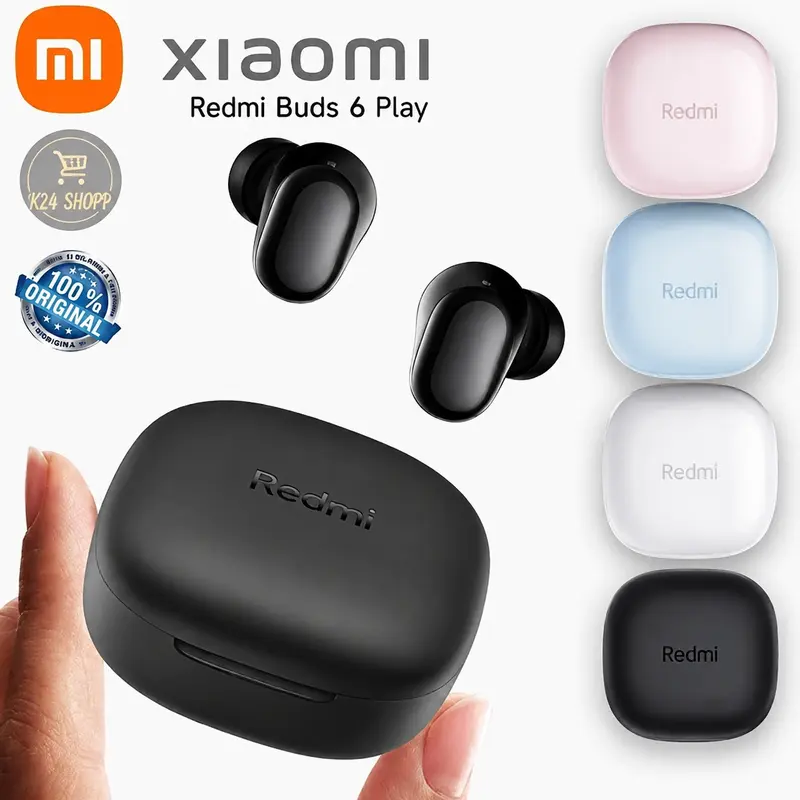 Xiaomi Redmi Buds 6 Play Global TWS Loja Oficial Original | Fone Sem Fio Bluetooth Branco Com Microfone Estojo de Recarga Som Premium Envio Nacional