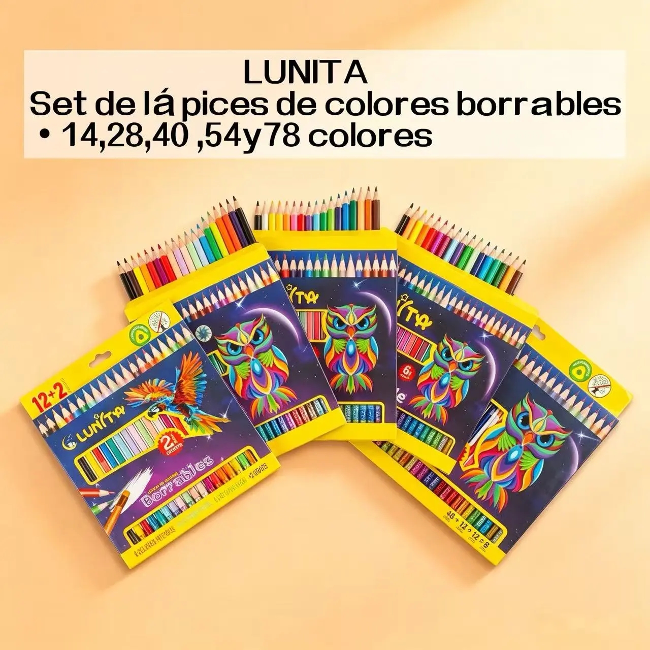 Erasable Coloured Pencil Set in 14, 28, 40, 54 or 78 Colours for School and Children's Crafts