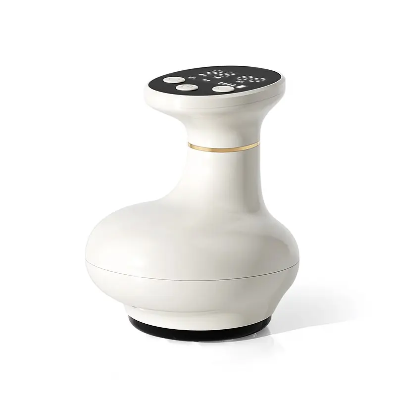 Masajeador manual para piernas, brazos y abdomen, herramienta portátil con calor y vibración para una relajación profunda. Diseño en color blanco, ideal como regalo.