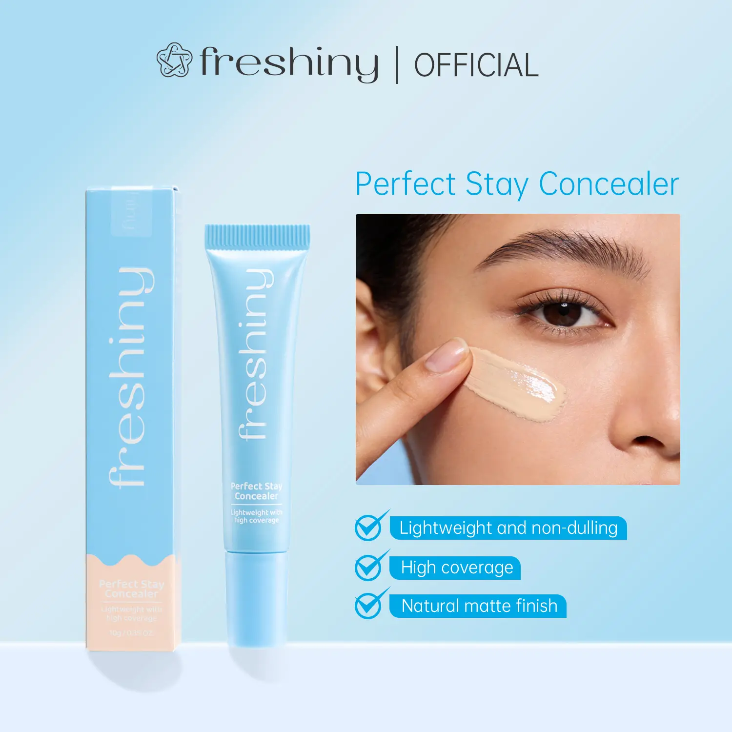 Freshiny Hyaluronic Acid & Vitamin E Concealer 10g - Lightweight and Spreadable Concealer for Face and Body to Correct Redness