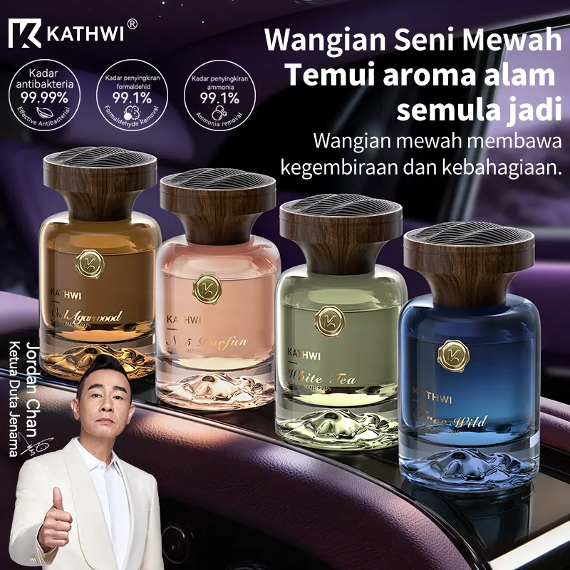 KATHWI Luxury Car Fragrance, Forest Mountain, Freedom Wilderness, No5, White Tea or Qud Wood Balm, 120 ml