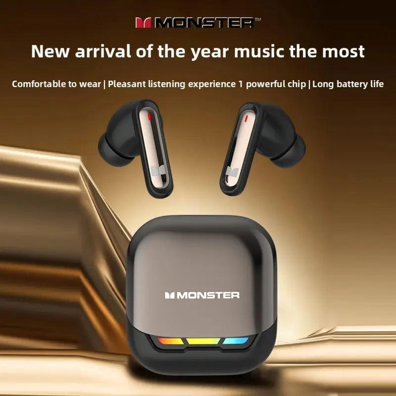 Monster XT05 TWS wireless Bluetooth earphones, clear Hi‑Fi sound, active noise cancellation, durable for music, phone calls, and outdoor sports activities