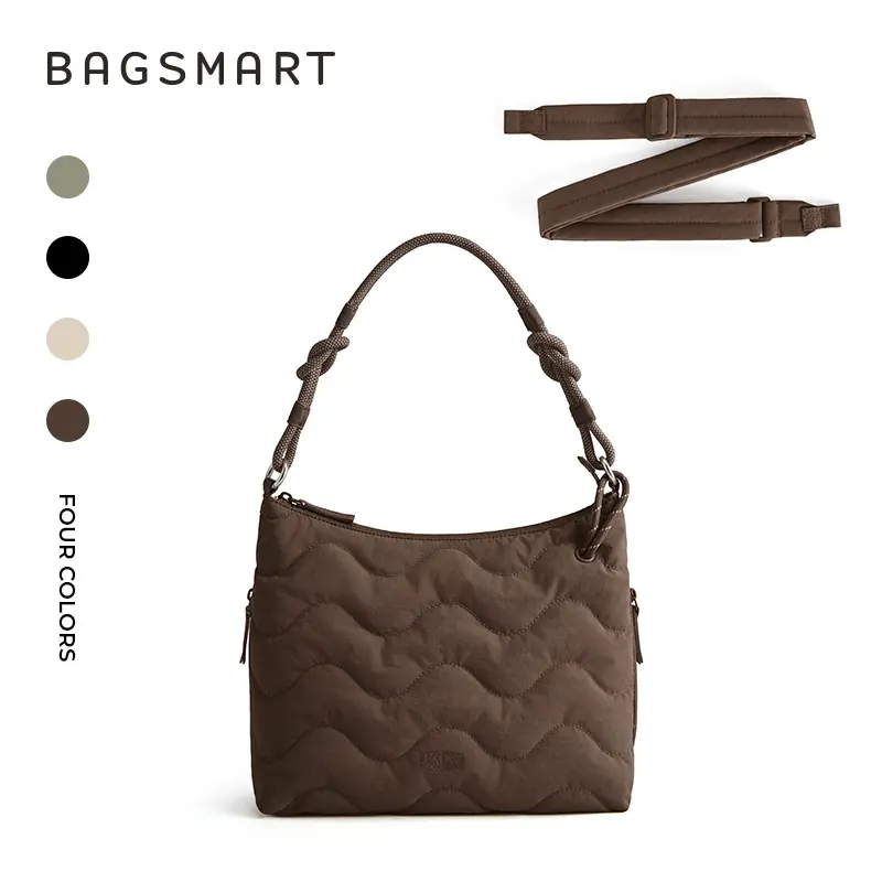 BAGSMART SOUND – Bolso de hombro con correa lateral desmontable, diseño ondulado acolchado, para llevar bajo el brazo o en la mano