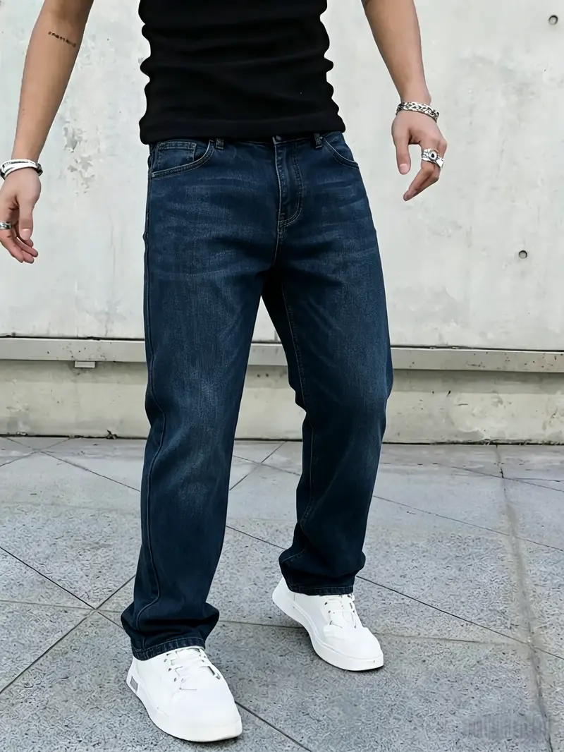 YL01 PantalonesVaquerosMexicanos Jeans PantalonVaquerAncho Vaquero Mezclila Tiro Alto Versión tubo recto, suelto, suave, cómodo