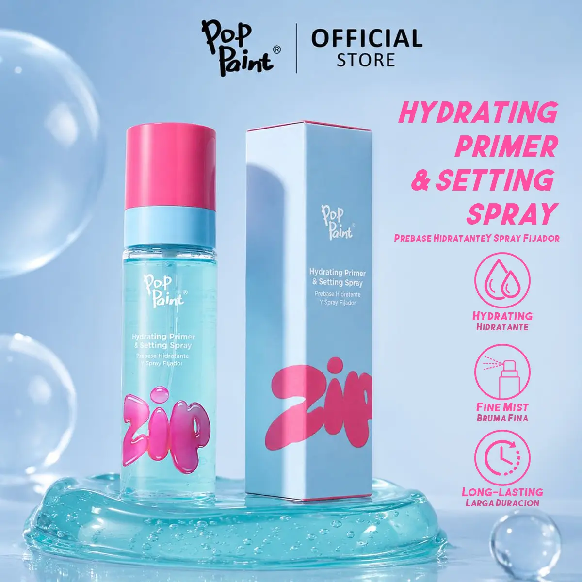 Xịt khóa trang điểm POP PAINT 3 trong 1, dạng gel jelly dưỡng ẩm kiêm kem lót, kiểm soát dầu, lâu trôi, nền lì, phun sương mịn 150ml