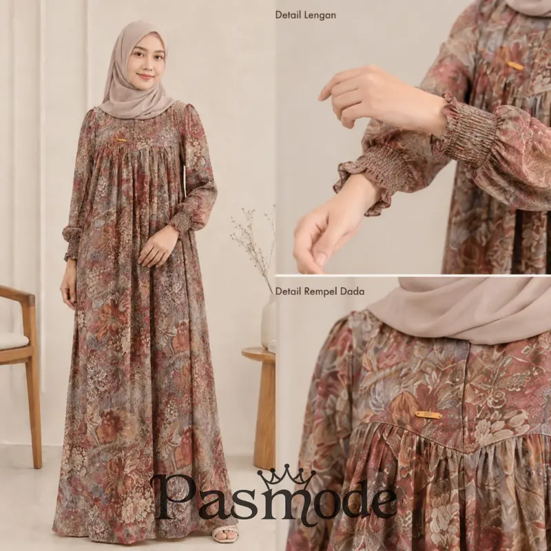 Geisha Patterned Rayon Maxi Dress