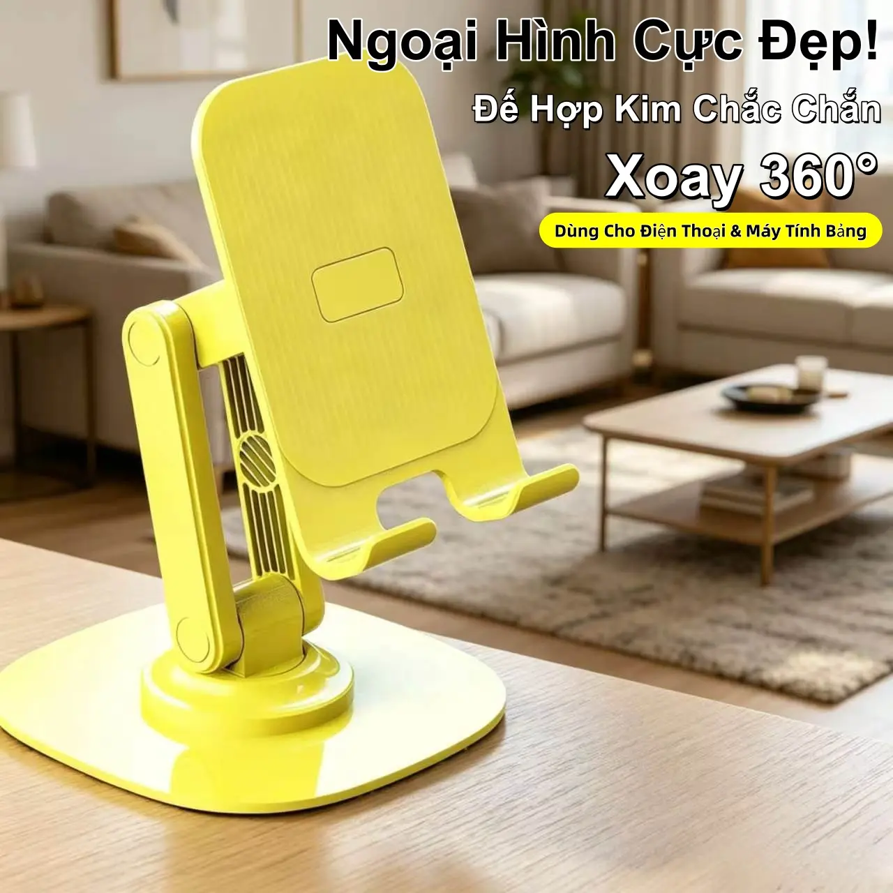 360° Rotating Metal Phone Stand, Heavy-Duty and Multi-Angle Adjustable, for Phones and Tablets