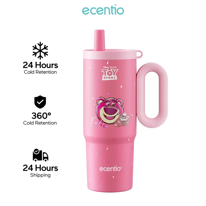 ecentio Lotso Series 750 ml / 25.4 oz Tumbler with Straw, 304 Stainless Steel, Temperature Retention and Leakproof Design