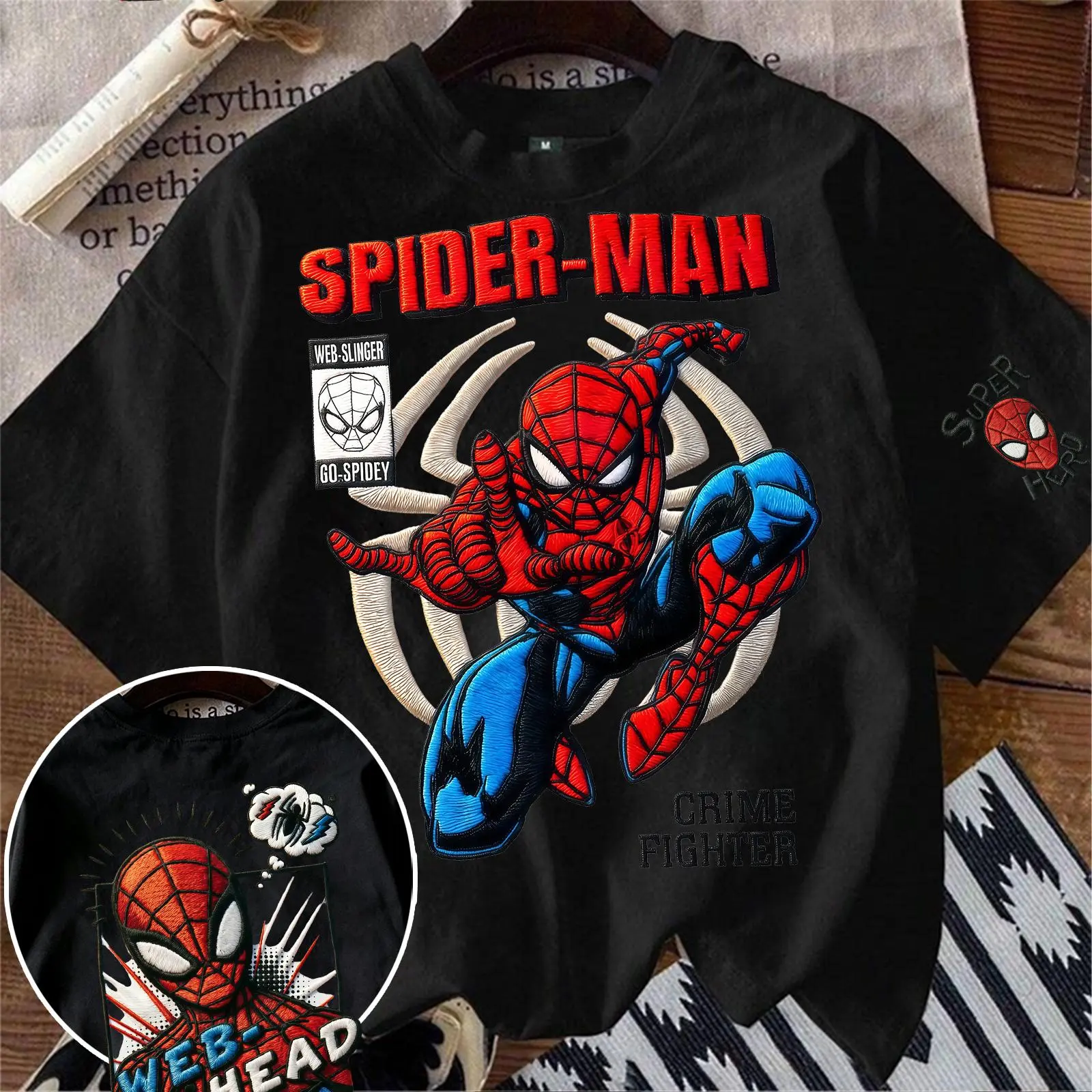 Summer Boys' Loose-Fit T-Shirt, Round Neck Short Sleeve, Black Dinosaur Cartoon Anime Print, Breathable Top for Ages 3–14, Sizes 90–150