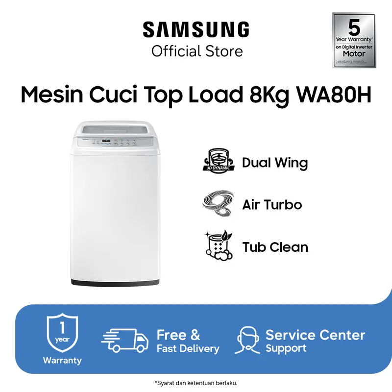 삼성 WA80H 통돌이 세탁기 8kg - WA80H4200SW/SE