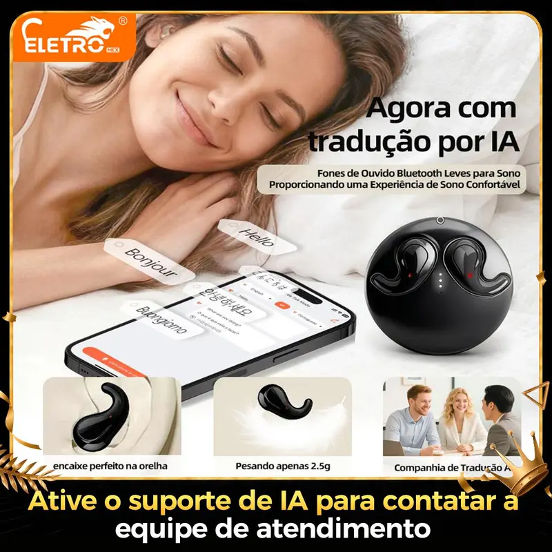 Écouteurs Bluetooth Monster Air Pro 5 HT 05 légers et confortables pour dormir 【BD】