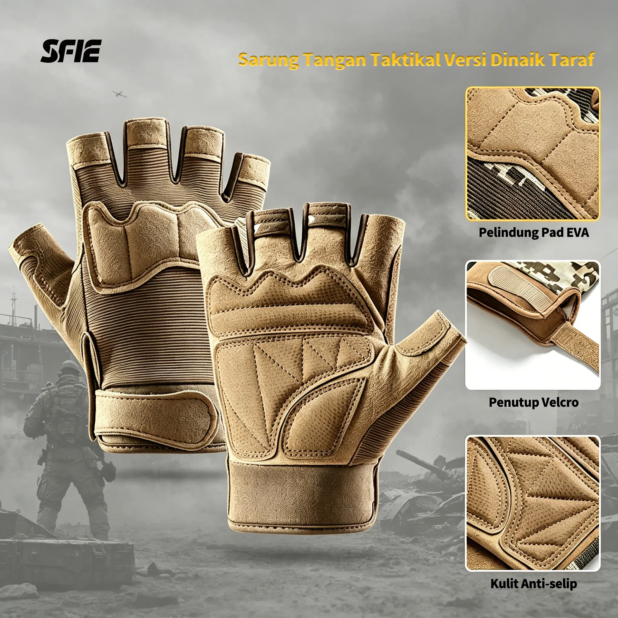Gants tactiques mitaines homme pour sports de plein air au printemps et en été, cyclisme, randonnée, entraînement et fitness, antidérapants et résistants à l’usure