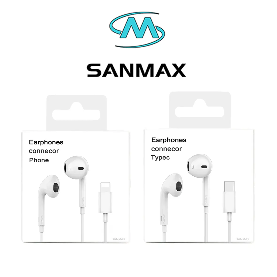 sanmax kabelgebundene Type-C- und Lightning-Kopfhörer mit gutem Klang und integriertem Mikrofon, kompatibel mit i7, 7plus, i8, 8plus, x, xr, xs, se, i11, i12, i13, i14, i15, i16, i17, i18, a16, a17, a73, s20, s21, s22, s23, s24, s25, s26 und Android, 1 Jahr Garantie