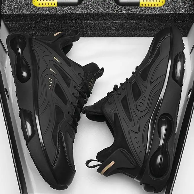 Baskets homme décontractées en maille avec amorti à air, respirantes et antichocs – Pour running, basketball et sport – Chaussures printemps-automne avec doublure douce et confortable et semelle antidérapante