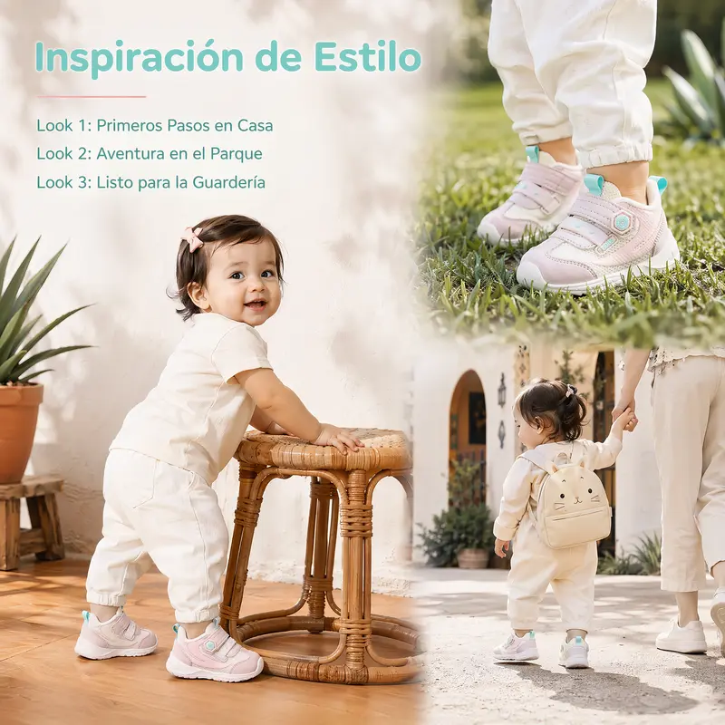 Sepatu Sneakers Anak Balita Laki-Laki dan Perempuan, Ujung Lebar, Slip-On untuk Belajar Jalan, Bahan Mesh Bernapas dan Kulit Sintetis