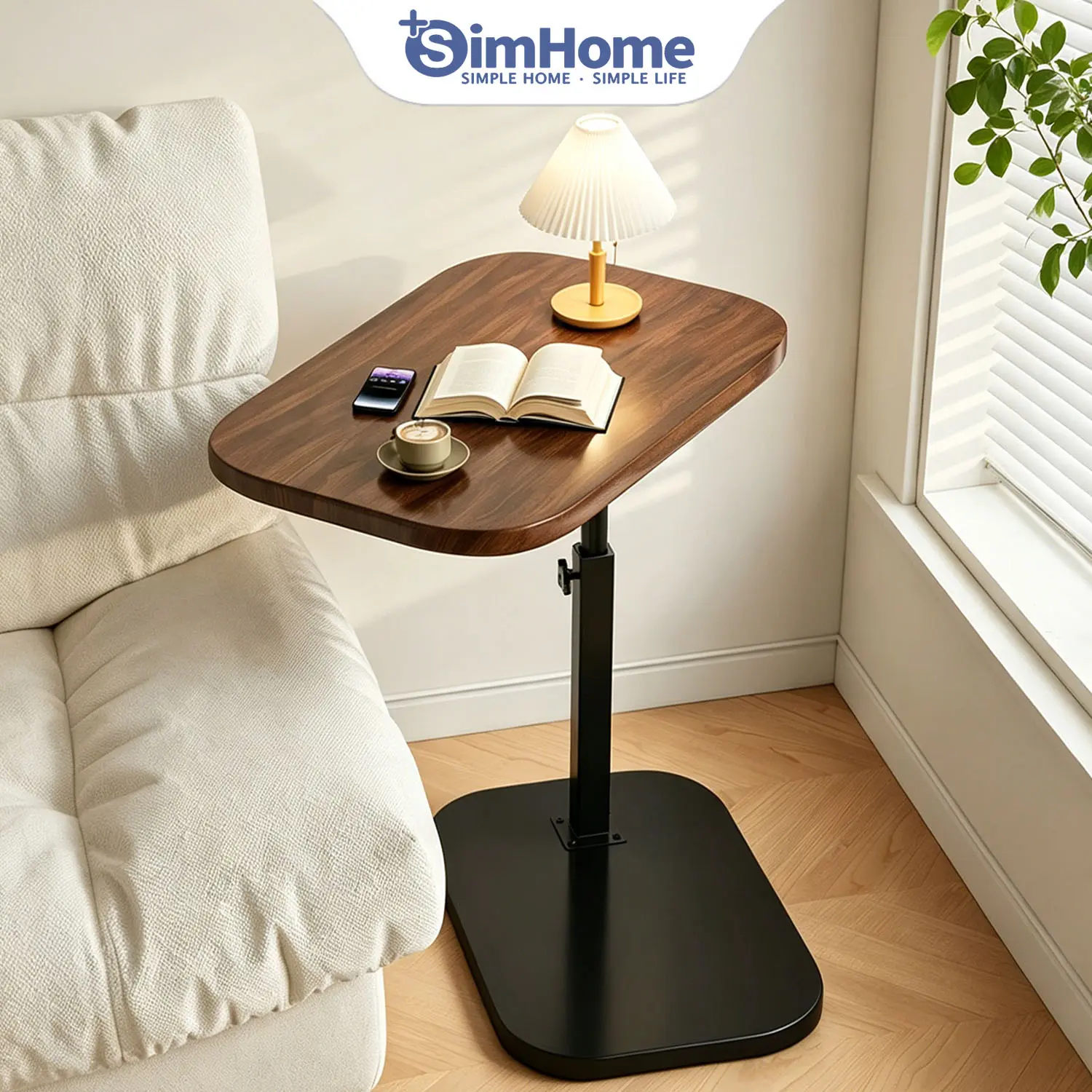 SimHome Beistelltisch mit Liftfunktion, höhenverstellbarer Laptop-, Kaffee-, Sofa- und Nachttisch, Pflegetisch sowie Krankenhaus- und Esstisch