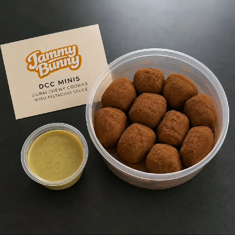 JAMMY BUNNY DCC Minis Dubai Chocolate Chewy Cookies with Pistachio Filling Delicious Snack