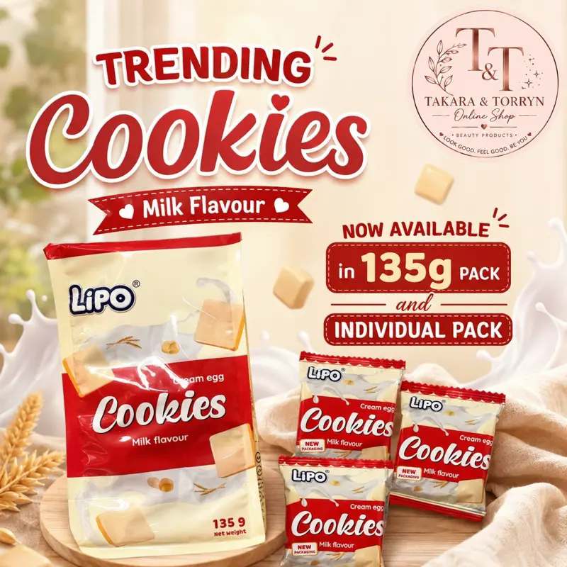 Lipo Cookies, Cream Egg Milk Flavour, 135 g Net Weight