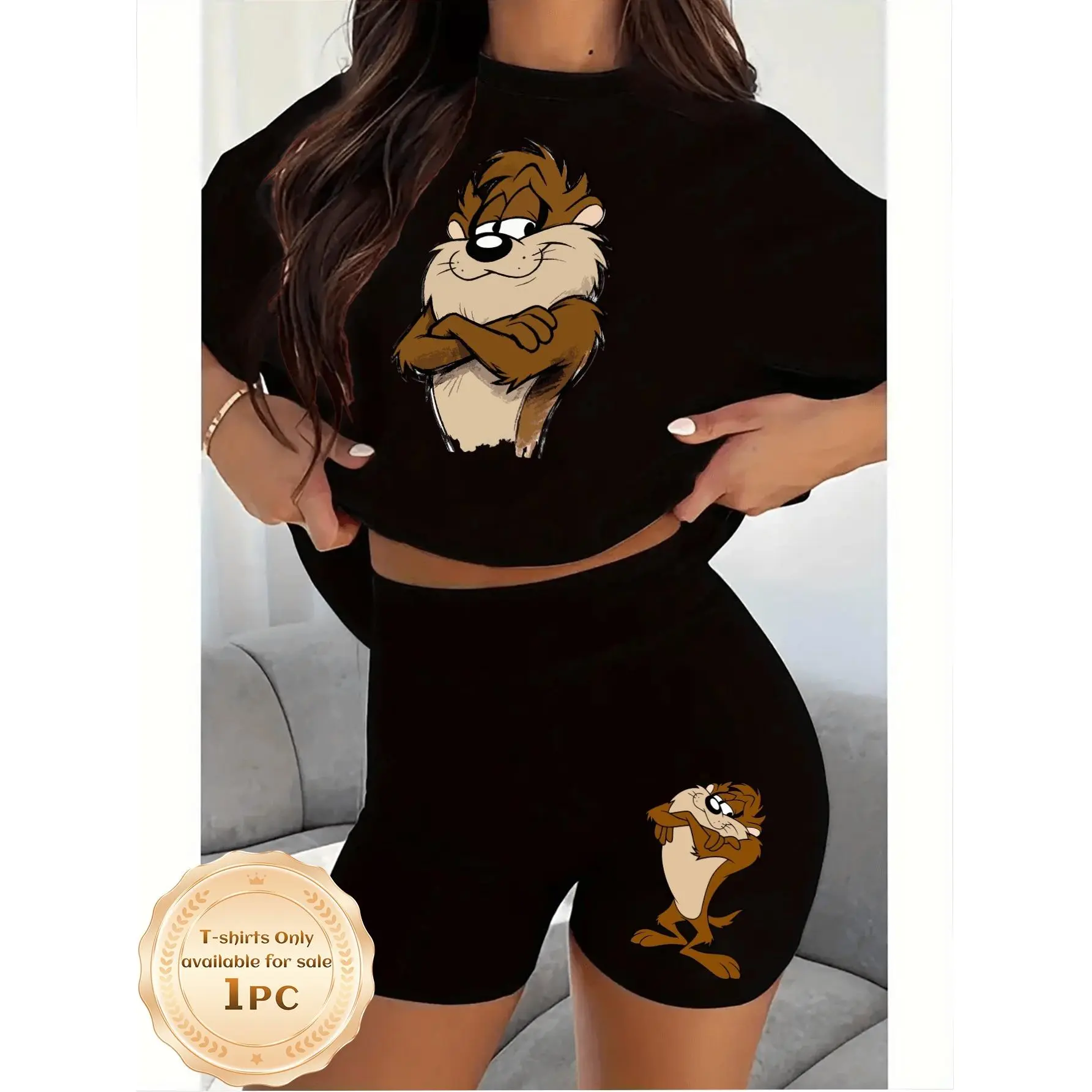 Lässiges Herren-T-Shirt mit lustigem Taz-Cartoonprint für den Sommer, ideal für den Alltag und als Geschenk für Freunde